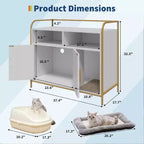 Meuble cache-litière pour chat avec étagères de rangement, armoire pour litière de chat et table d'appoint à cadre métallique moderne pour usage intérieur