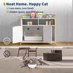 Meuble cache-litière pour chat avec étagères de rangement, armoire pour litière de chat et table d'appoint à cadre métallique moderne pour usage intérieur