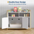 Meuble cache-litière pour chat avec étagères de rangement, armoire pour litière de chat et table d'appoint à cadre métallique moderne pour usage intérieur