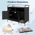 Meuble cache-litière pour chat avec étagères de rangement, armoire pour litière de chat et table d'appoint à cadre métallique moderne pour usage intérieur