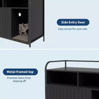 Meuble cache-litière pour chat avec étagères de rangement, armoire pour litière de chat et table d'appoint à cadre métallique moderne pour usage intérieur