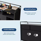 Meuble cache-litière pour chat avec étagères de rangement, armoire pour litière de chat et table d'appoint à cadre métallique moderne pour usage intérieur