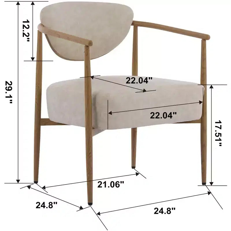 Modern Dining Chair Padded Upholstered Accent Chair with Metal Frame for Living Room Bedroom Dining Room Home Office