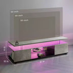 Meuble TV pour centre de divertissement de jeu LED de 55 pouces avec grand meuble latéral pour salon Gris+Noir