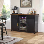 Meuble de Bar à Café avec Espace Réfrigérateur Meuble Mini Frigo Buffet Bahut 135 cm Noir