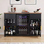 Meuble de Bar à Café avec Espace Réfrigérateur Meuble Mini Frigo Buffet Bahut 135 cm Noir