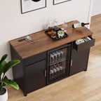 Meuble de Bar à Café avec Espace Réfrigérateur Meuble Mini Frigo Buffet Bahut 135 cm Noir