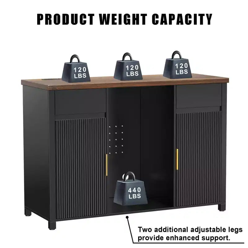 Meuble de Bar à Café avec Espace Réfrigérateur Meuble Mini Frigo Buffet Bahut 135 cm Noir