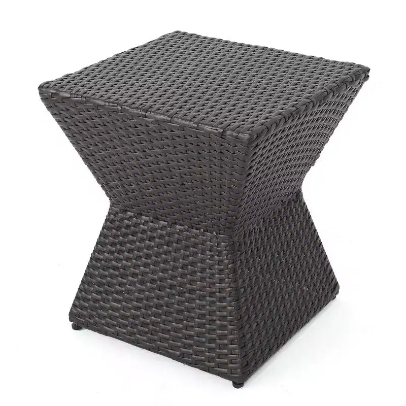 Table d'appoint en rotin de 40 cm avec un cadre en fer brun résistant
