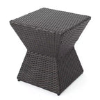 Table d'appoint en rotin de 40 cm avec un cadre en fer brun résistant