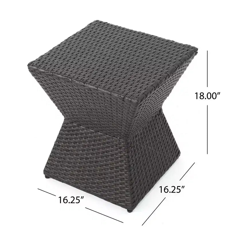 Table d'appoint en rotin de 40 cm avec un cadre en fer brun résistant