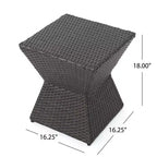 Table d'appoint en rotin de 40 cm avec un cadre en fer brun résistant