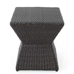 Table d'appoint en rotin de 40 cm avec un cadre en fer brun résistant