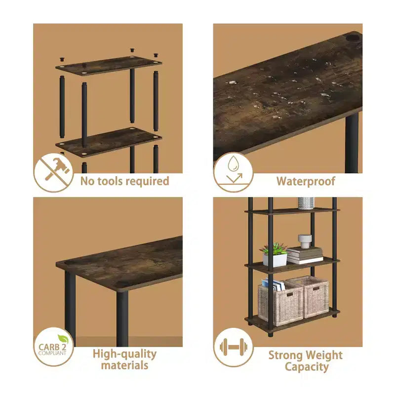 Étagère décorative haute à 5 niveaux avec rangement ouvert pour le salon et le bureau à domicile