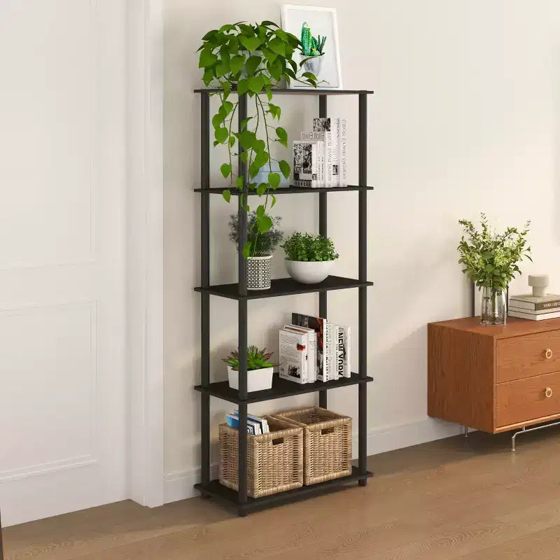 Étagère décorative haute à 5 niveaux avec rangement ouvert pour le salon et le bureau à domicile