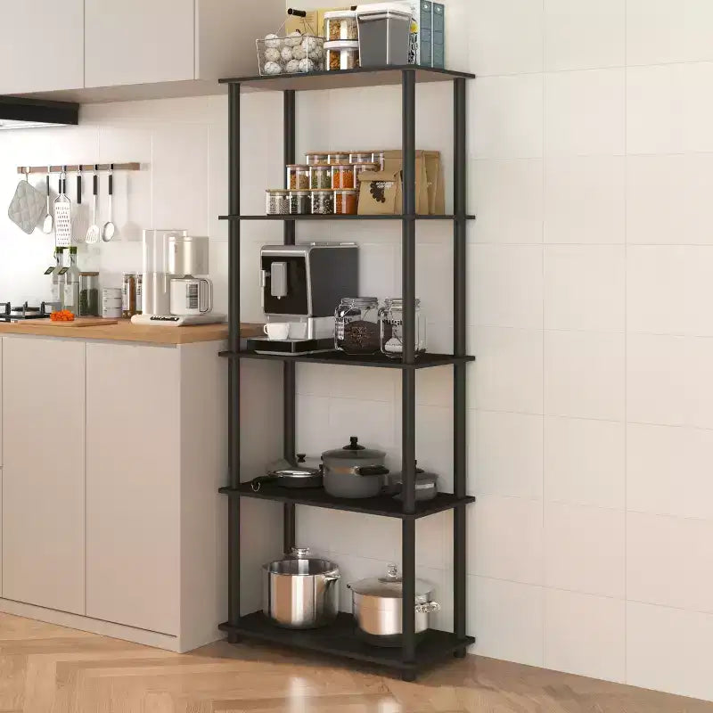 Étagère décorative haute à 5 niveaux avec rangement ouvert pour le salon et le bureau à domicile