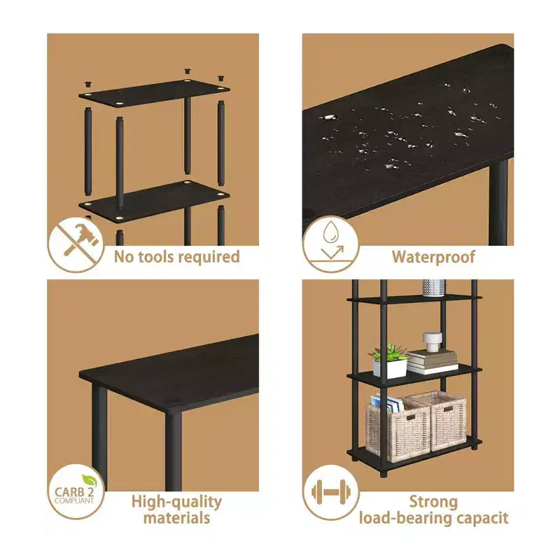 Étagère décorative haute à 5 niveaux avec rangement ouvert pour le salon et le bureau à domicile