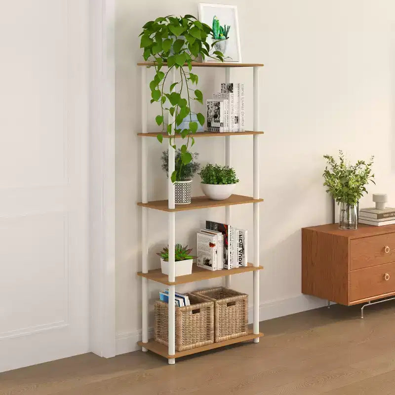 Étagère décorative haute à 5 niveaux avec rangement ouvert pour le salon et le bureau à domicile