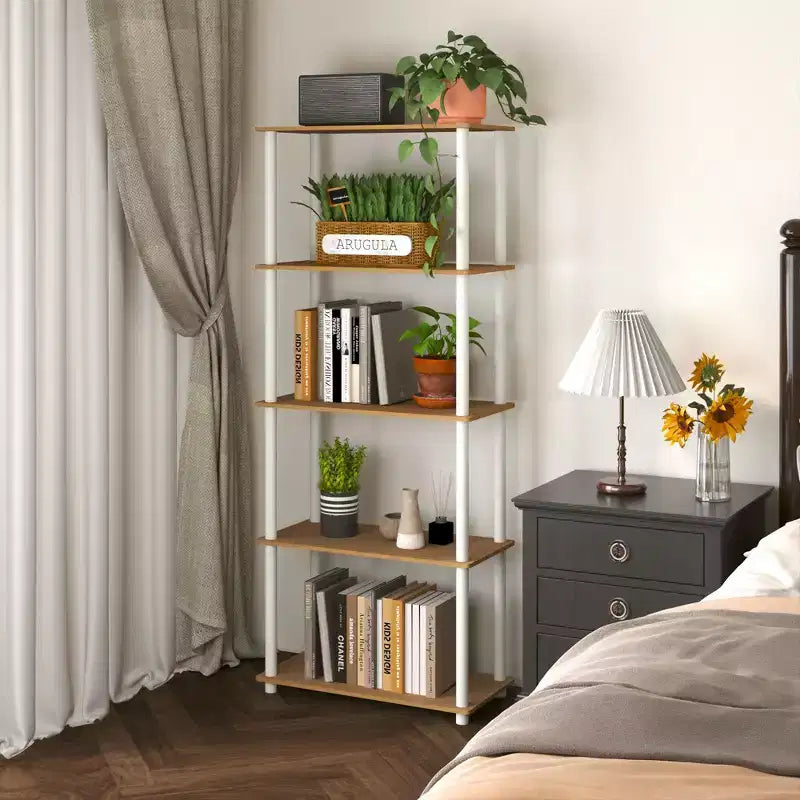 Étagère décorative haute à 5 niveaux avec rangement ouvert pour le salon et le bureau à domicile