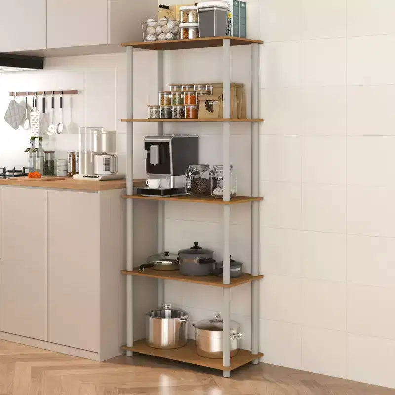 Étagère décorative haute à 5 niveaux avec rangement ouvert pour le salon et le bureau à domicile