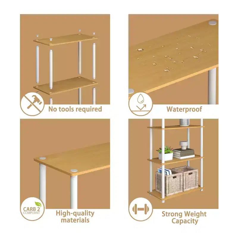 Étagère décorative haute à 5 niveaux avec rangement ouvert pour le salon et le bureau à domicile