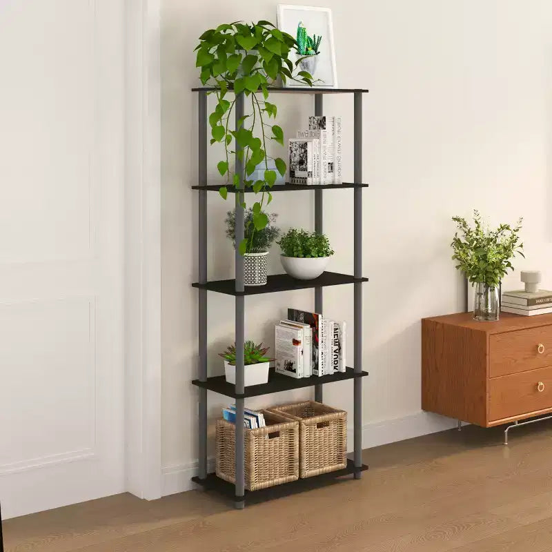 Étagère décorative haute à 5 niveaux avec rangement ouvert pour le salon et le bureau à domicile