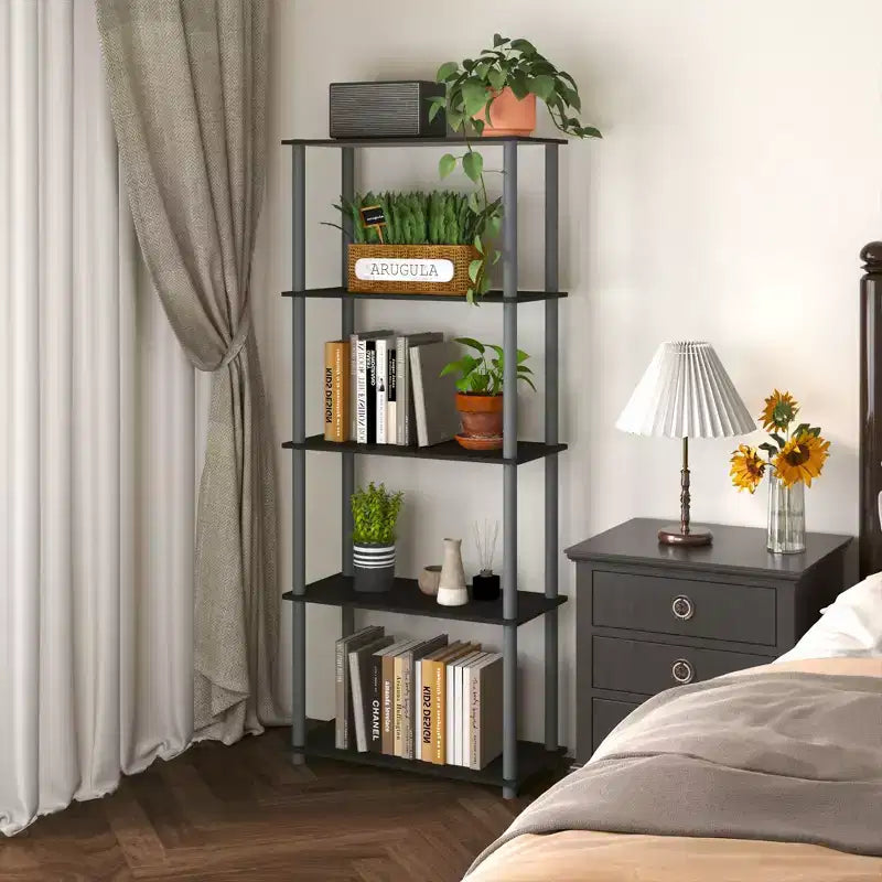 Étagère décorative haute à 5 niveaux avec rangement ouvert pour le salon et le bureau à domicile