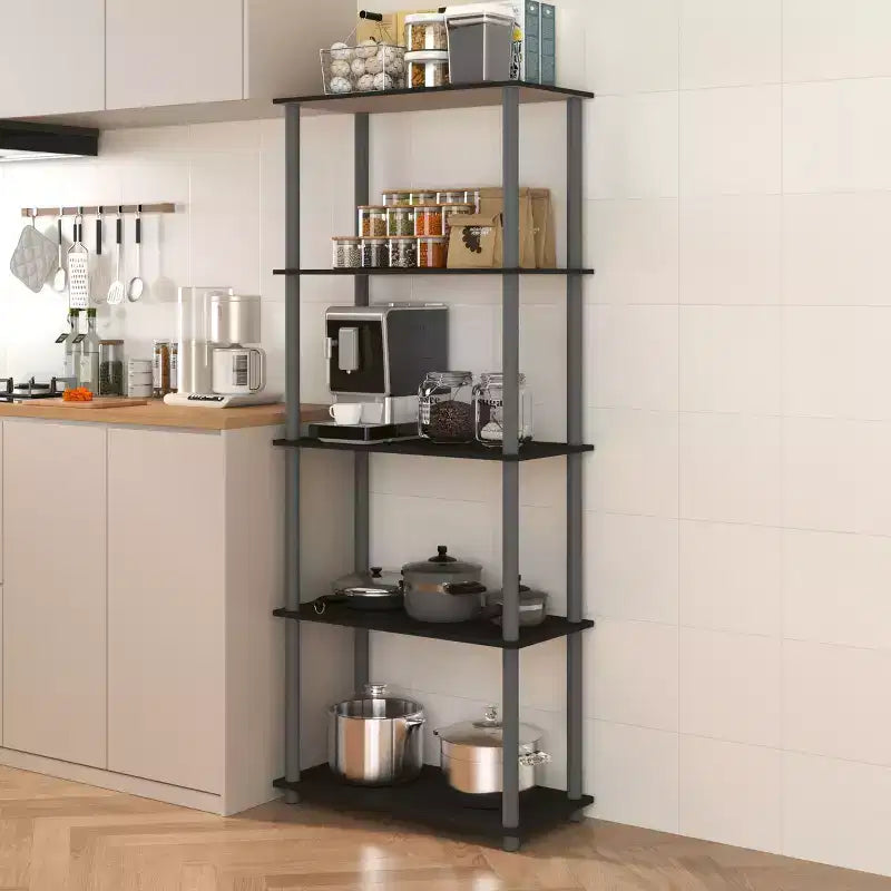 Étagère décorative haute à 5 niveaux avec rangement ouvert pour le salon et le bureau à domicile
