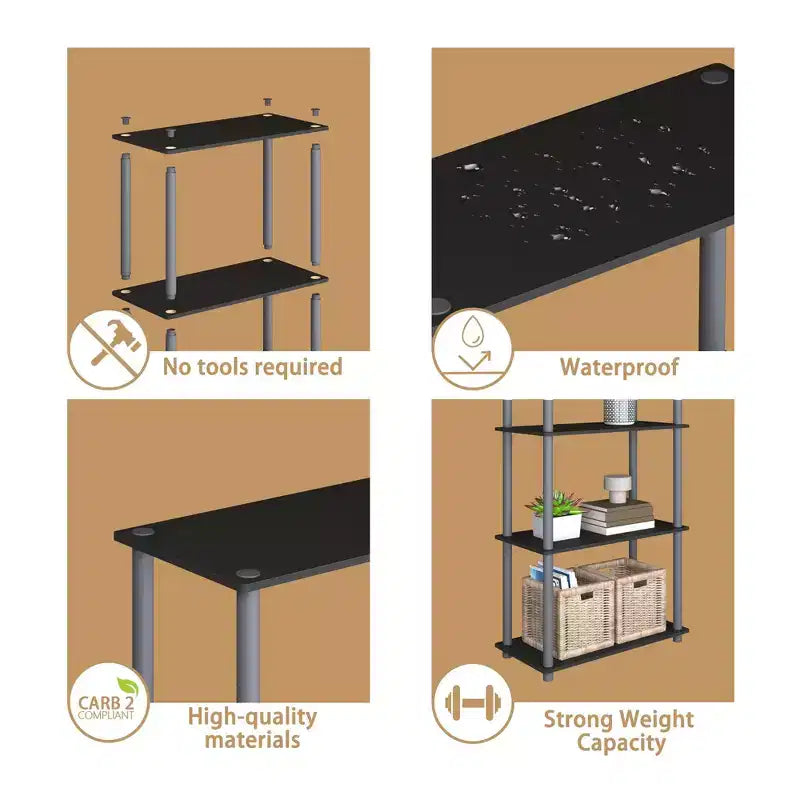 Étagère décorative haute à 5 niveaux avec rangement ouvert pour le salon et le bureau à domicile