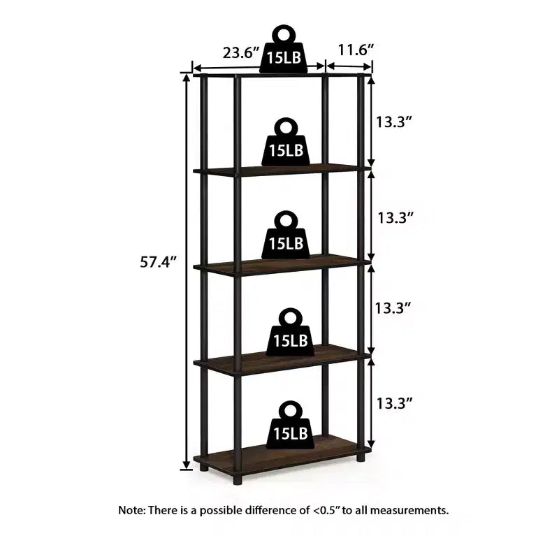 Étagère décorative haute à 5 niveaux avec rangement ouvert pour le salon et le bureau à domicile
