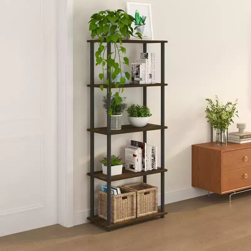 Étagère décorative haute à 5 niveaux avec rangement ouvert pour le salon et le bureau à domicile