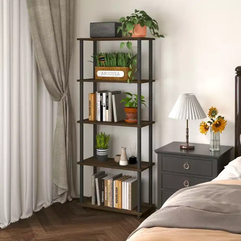 Étagère décorative haute à 5 niveaux avec rangement ouvert pour le salon et le bureau à domicile