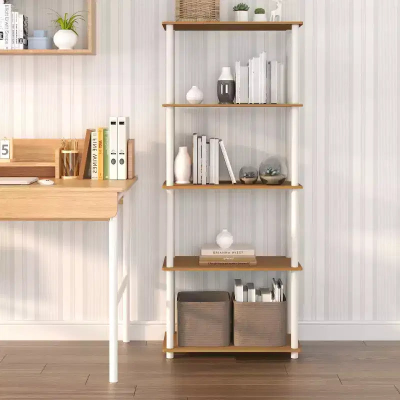 Étagère décorative haute à 5 niveaux avec rangement ouvert pour le salon et le bureau à domicile