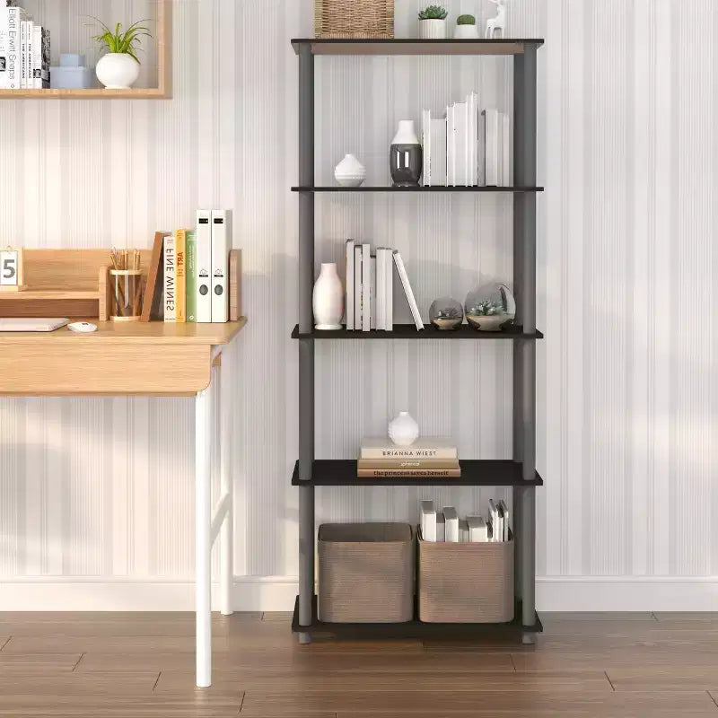 Étagère décorative haute à 5 niveaux avec rangement ouvert pour le salon et le bureau à domicile