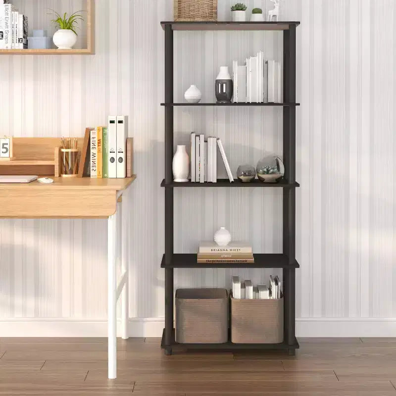 Étagère décorative haute à 5 niveaux avec rangement ouvert pour le salon et le bureau à domicile