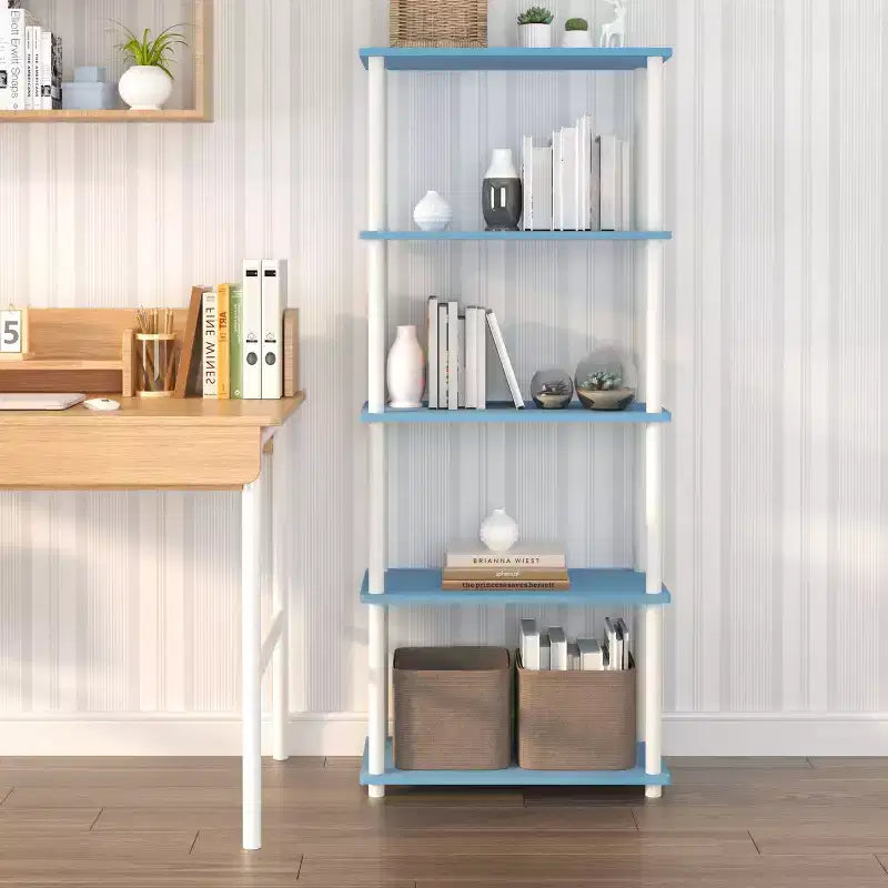 Étagère décorative haute à 5 niveaux avec rangement ouvert pour le salon et le bureau à domicile