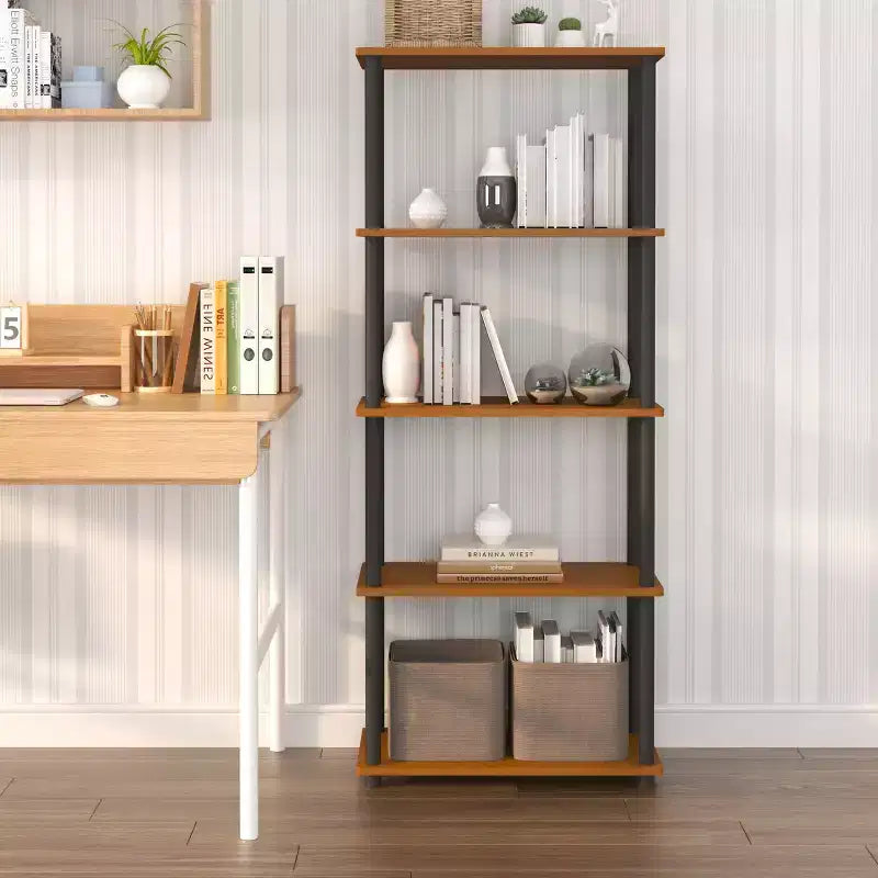 Étagère décorative haute à 5 niveaux avec rangement ouvert pour le salon et le bureau à domicile