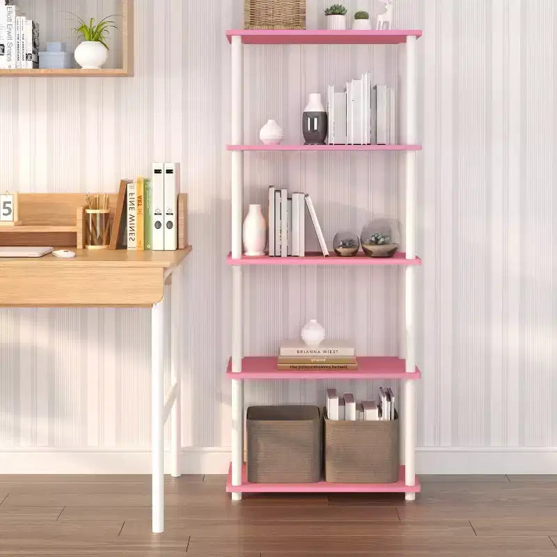 Étagère décorative haute à 5 niveaux avec rangement ouvert pour le salon et le bureau à domicile