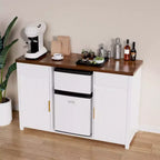 Meuble de bar à café avec emplacement pour réfrigérateur, meuble pour mini-réfrigérateur, buffet/bahut, 135 cm, blanc
