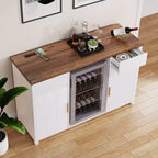 Meuble de bar à café avec emplacement pour réfrigérateur, meuble pour mini-réfrigérateur, buffet/bahut, 135 cm, blanc