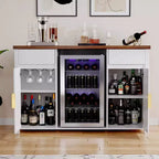Meuble de bar à café avec emplacement pour réfrigérateur, meuble pour mini-réfrigérateur, buffet/bahut, 135 cm, blanc