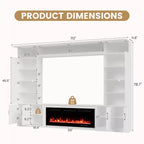 Meuble TV mural 284 cm avec cheminée et lumières LED