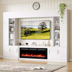 Meuble TV mural 284 cm avec cheminée et lumières LED
