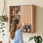 Meuble de rangement mural de salle de bain avec porte et étagère réglable, armoire à pharmacie murale pour rangement au-dessus des toilettes, 58,4 x 17,8 x 61 cm
