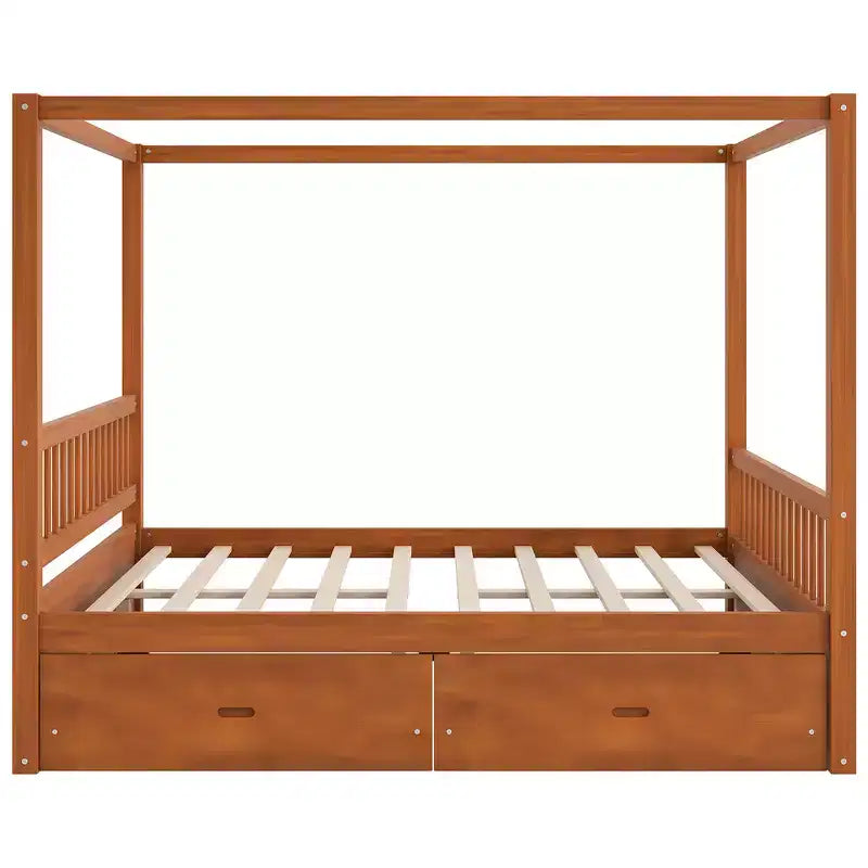 Lit à baldaquin en bois avec tiroirs de rangement