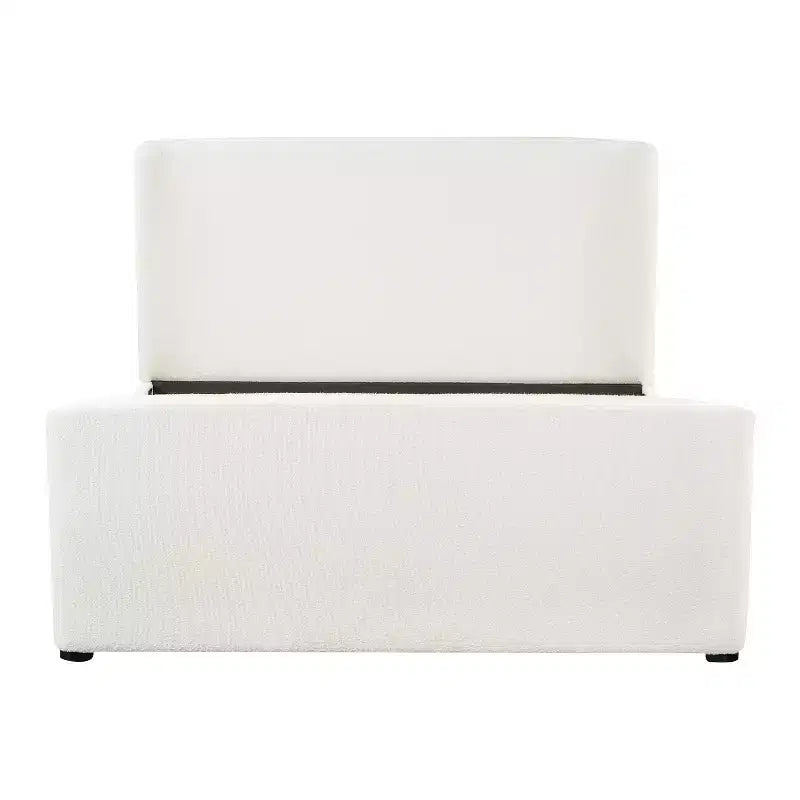 Lit plateforme rembourré Bouclé avec tête de lit et pied de lit matelassés