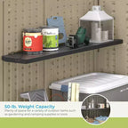 Lot de 4 étagères horizontales de remise, murales, gain de place, rangement extérieur, noires