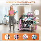 Étagère compacte à 4 niveaux pour équipement de fitness : Supporte haltères, tapis de yoga et plus, robuste jusqu'à 10 kg, organiseur de rangement 46,7x39,5x25,4 cm pour salle de sport à domicile