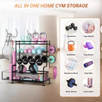 Étagère compacte à 4 niveaux pour équipement de fitness : Supporte haltères, tapis de yoga et plus, robuste jusqu'à 10 kg, organiseur de rangement 46,7x39,5x25,4 cm pour salle de sport à domicile