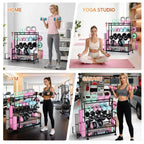 Étagère compacte à 4 niveaux pour équipement de fitness : Supporte haltères, tapis de yoga et plus, robuste jusqu'à 10 kg, organiseur de rangement 46,7x39,5x25,4 cm pour salle de sport à domicile